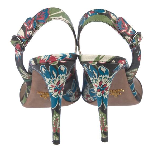 Prada Floral Leather Slingback Shoes - Picture 5 of 13